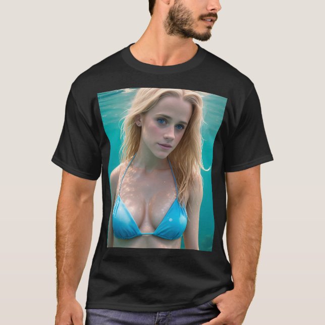 Blonde i Bikini Underwater T-Shirt (Framsida)
