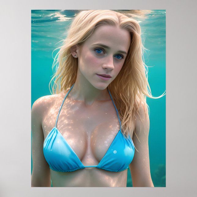 Blonde i ett biokini-foto under vatten poster (Framsidan)