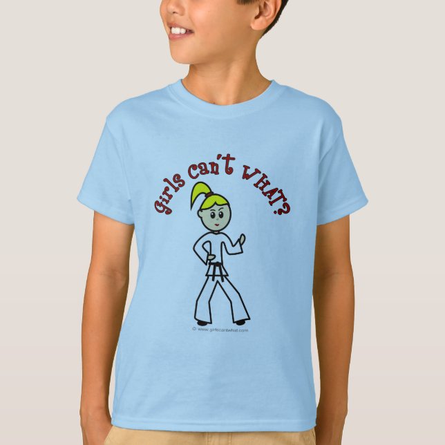 Blonde Karate Girl Tee Shirt (Framsida)
