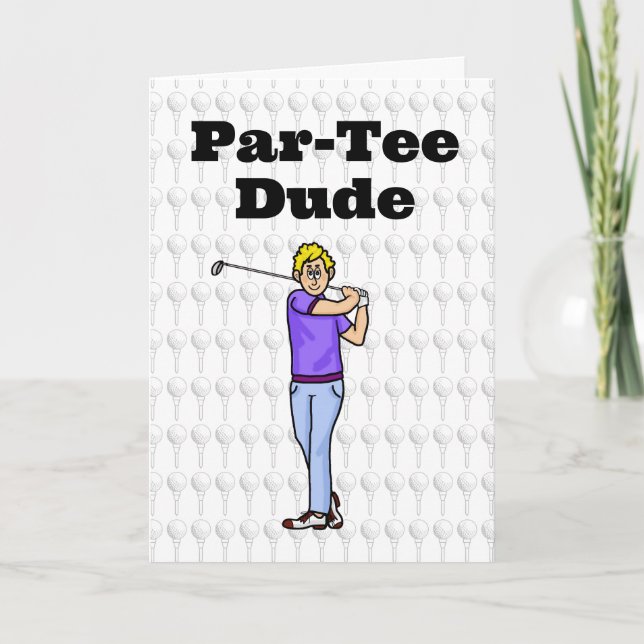 Blonde Male Golfer Greeting Card Kort (Framsida)