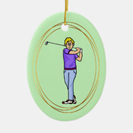 Blonde Male Golfer Personlig Ornament