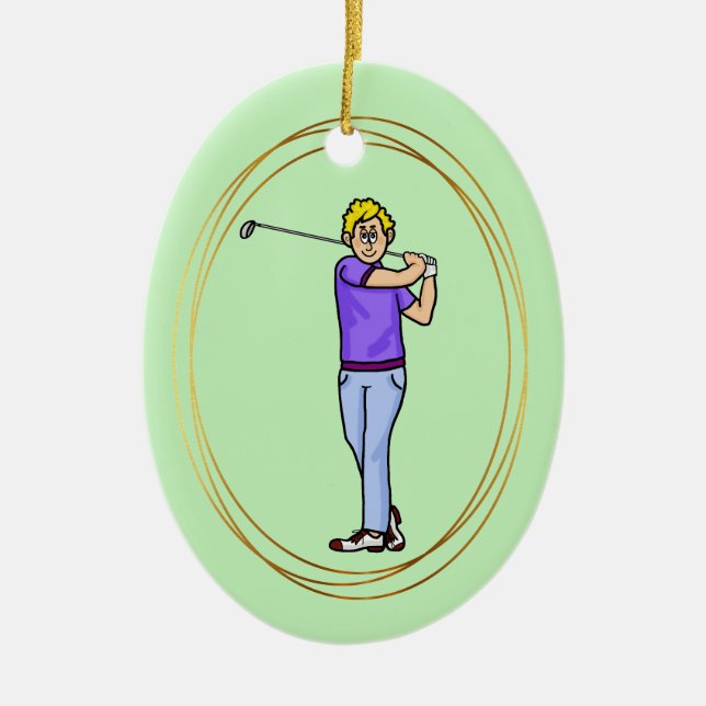 Blonde Male Golfer Personlig Ornament (Framsidan)