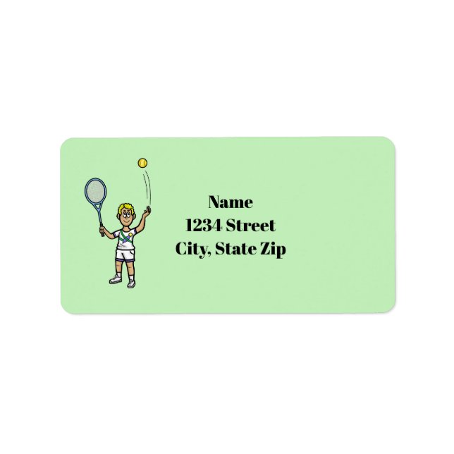Blonde Male Tennis Player-Adressetiketter Adressetikett (Framsidan)