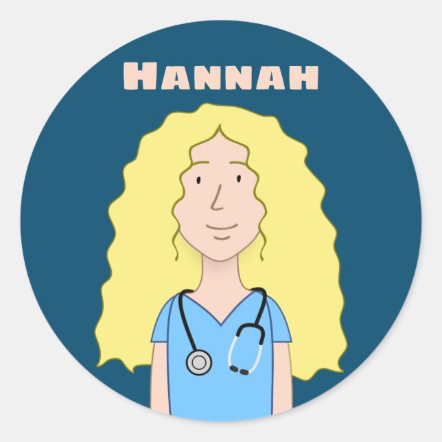 Blonde Nurse Runt Klistermärke (Framsida)