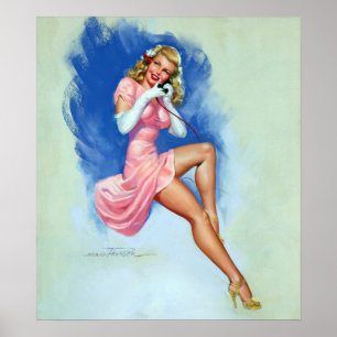 Blonde på telefon poster