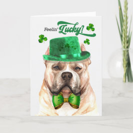 Blonde Pitbull Hund Feelin'Lucky St patrick's day Helgkort
