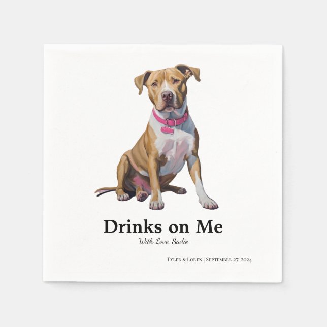 Blonde Pitbull Mix Cocktail Napkin Pappersservett (Framsidan)