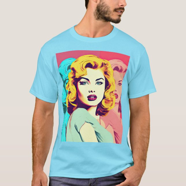 Blonde Pop Art Girl T Shirt (Framsida)
