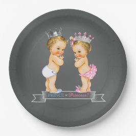 Blonde Prince och Princess Chalkboard Baby Shower