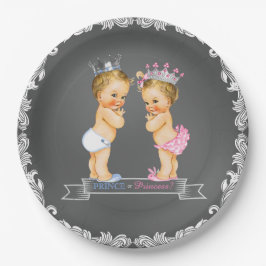 Blonde Prince och Princess Chalkboard Baby Shower
