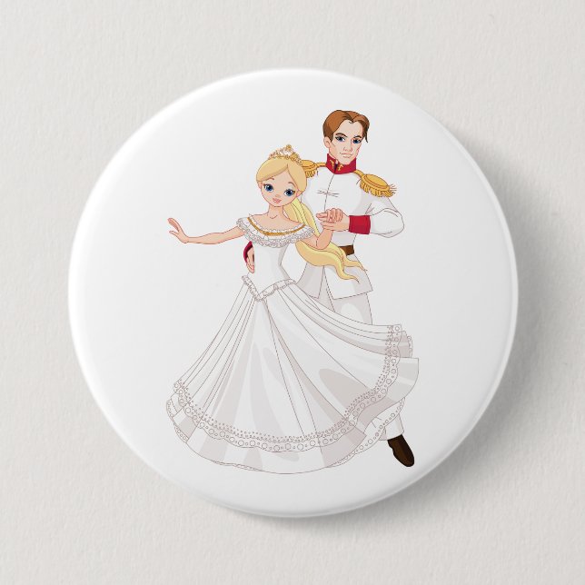 Blonde Princess and Charming Prince Fairytale Knapp (Framsida)