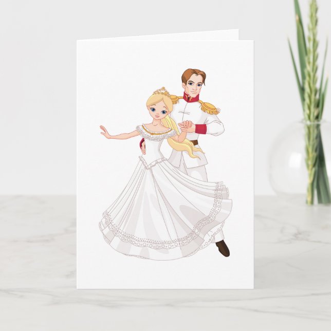 Blonde Princess and Charming Prince Fairytale Kort (Framsida)