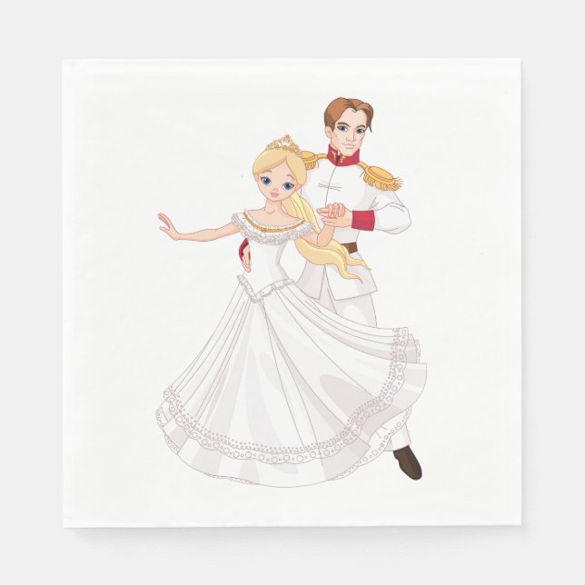 Blonde Princess and Charming Prince Fairytale Pappersservett (Framsidan)