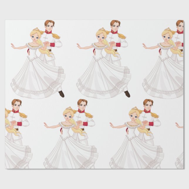 Blonde Princess and Charming Prince Fairytale Presentpapper (Platt)