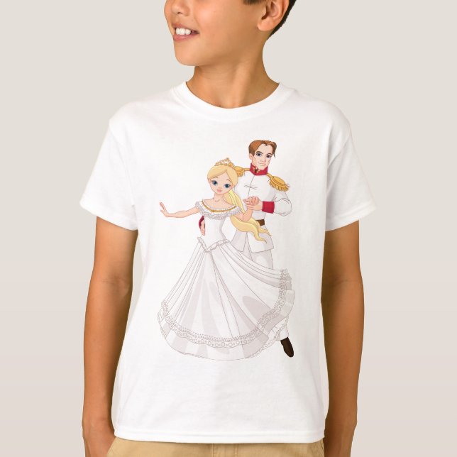 Blonde Princess and Charming Prince Fairytale T Shirt (Framsida)