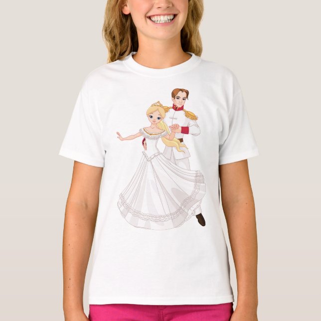 Blonde Princess and Charming Prince Fairytale T Shirt (Framsida)