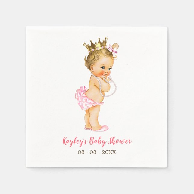 Blonde Princess Baby Shower Napkin (Ruffle Byxor) Pappersservett (Framsidan)