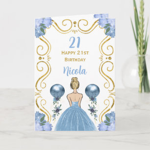 Blonde Princess Blue Grattis på födelsedagen Kort