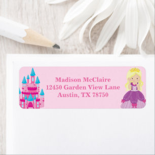 Blonde Princess Girl Cute Kids Rosa Returadress Etikett