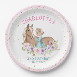 Blonde Princess och Brown Horse Birthday