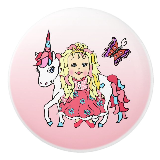 Blonde Princess och Unicorn Knopp (Framsidan)