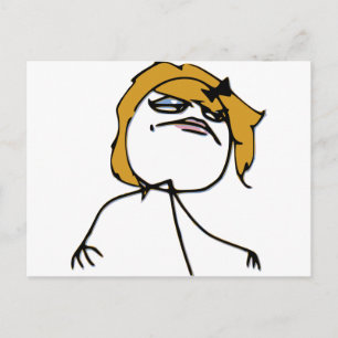Blonde Rage Girl Meme Vykort