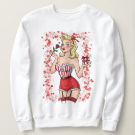 Blonde Retro Valentine Pin-Up Girl T Shirt