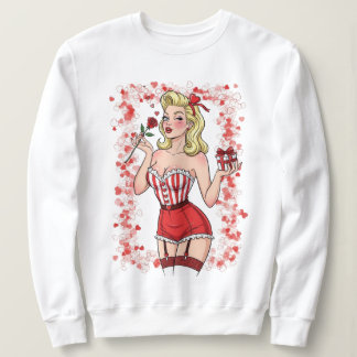 Blonde Retro Valentine Pin-Up Girl T Shirt
