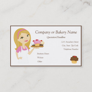 Blonde/Rosa Cupkaka Baker/Bakery 4 Affärskort Visitkort