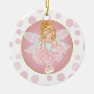 Blonde Rosa Fairy Julgransprydnad Keramik
