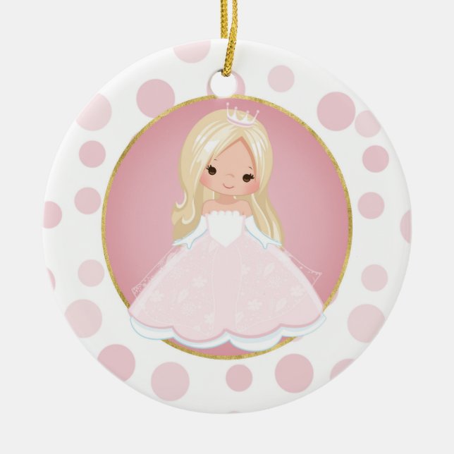 Blonde Rosa Princess Julgransprydnad Keramik (Framsidan)