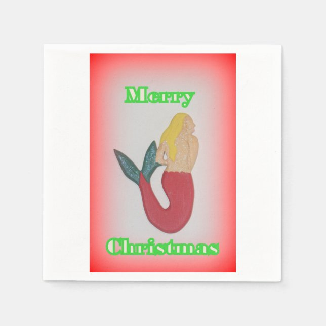 blonde sjöjungfru God jul pappra blondinappar Pappersservett (Framsidan)