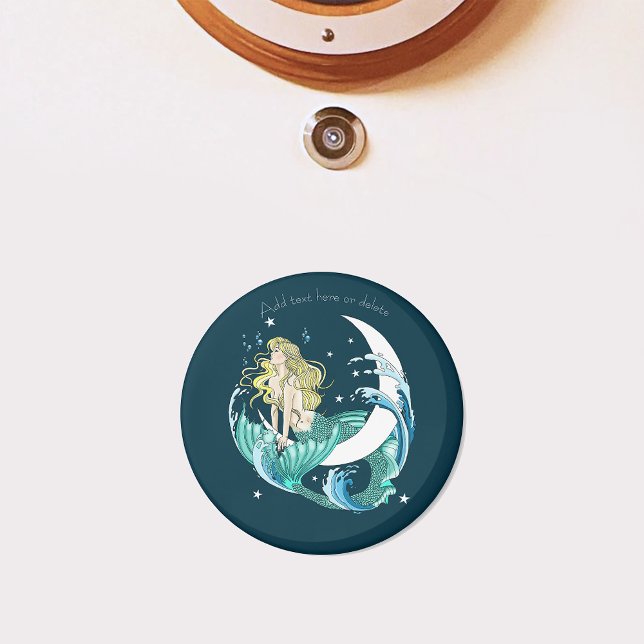 Blonde Sjöjungfru Måne Fantasy Art Deco Magnet (Skapare uppladdad)