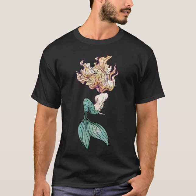 Blonde Sjöjungfru Sticker T Shirt (Framsida)