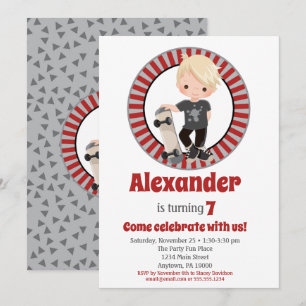 Blonde Skateboard Boys Birthday-inbjudan Inbjudningar