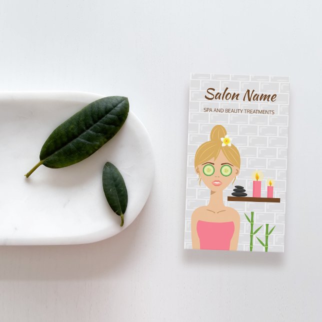 Blonde Spa Woman Illustration Day Spa Salon Visitkort (Skapare uppladdad)