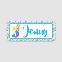 Blonde Swimming Magic Sjöjungfru Girl Lila Svan Namnbricka