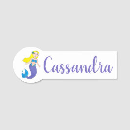 Blonde Swimming Magic Sjöjungfru Girl Lila Svan Namnbricka