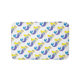 Blonde Swimming Sjöjungfru Girl Lila Svan Ocean Se Badrumsmatta