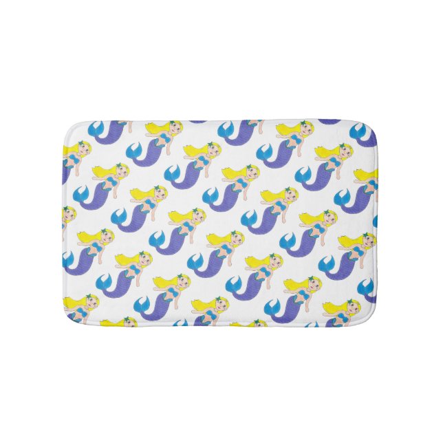 Blonde Swimming Sjöjungfru Girl Lila Svan Ocean Se Badrumsmatta (Framsidan)