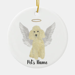 Blonde Tan Golden Pudel Sympathy Memorial Julgransprydnad Keramik