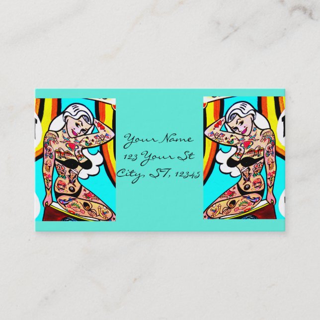 Blonde tattooed dam Thunder_Cove Visitkort (Framsida)
