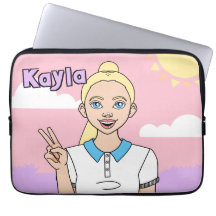 Blonde Tecknad Girl Rosa School Pencil Fodral