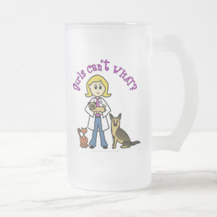 Blonde Veterinär flicka Frostat Ölglas