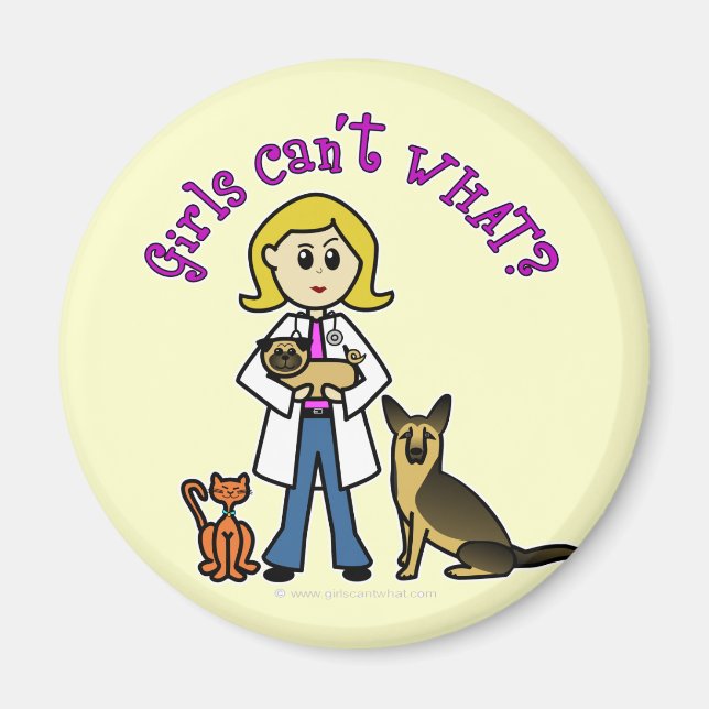 Blonde Veterinarian Girl Magnet (Framsidan)