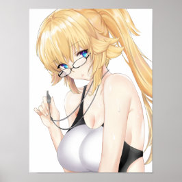 Blonde Waifu med glasögon Poster