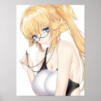 Blonde Waifu med glasögon Poster