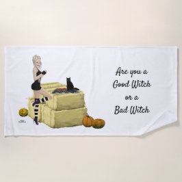Blonde Witch Pin Up Girl Beach Towel