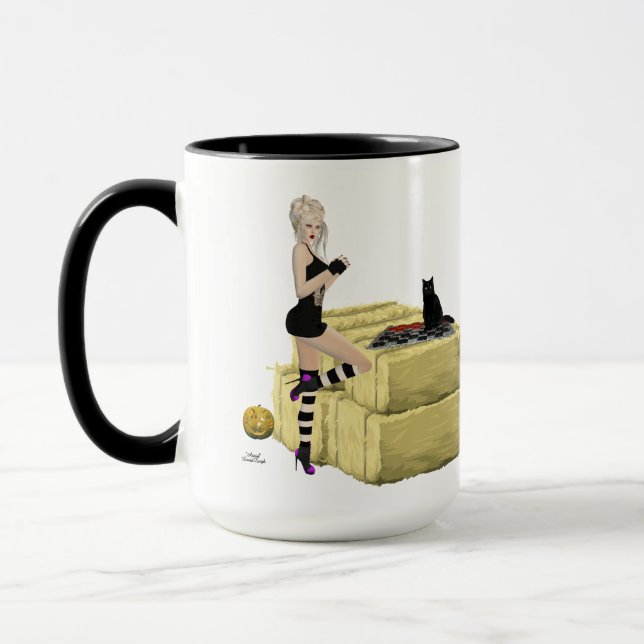Blonde Witch Pin Up Girl Coffee Mugg (Vänster)