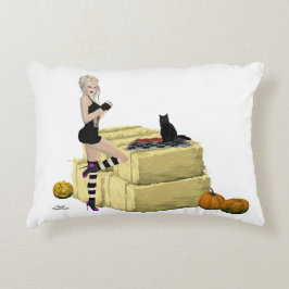 Blonde Witch Pin Up Girl Dekorativ kudde
